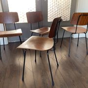 Set of 4 teak and steel dining chairs by Tjerk Reijenga for Pilastro 1950s