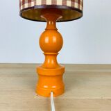 Orange lamp 70's turned wood