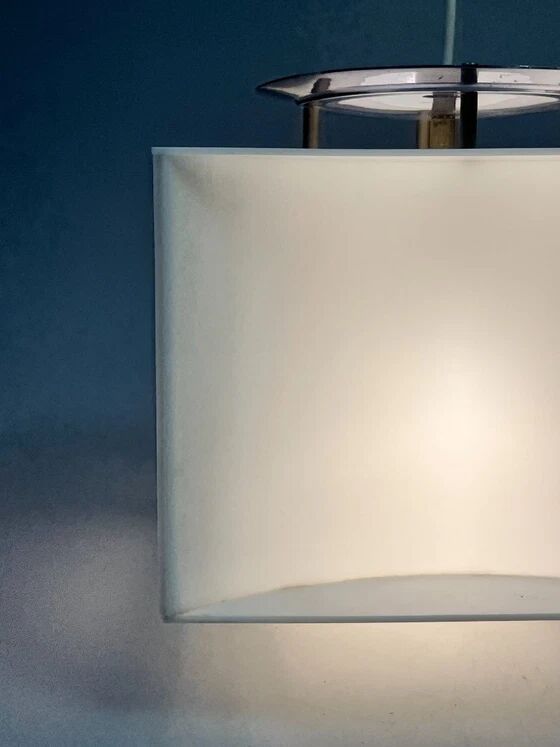 Lampe pendentif blanche vintage Cube, époque spatiale, années 1970
