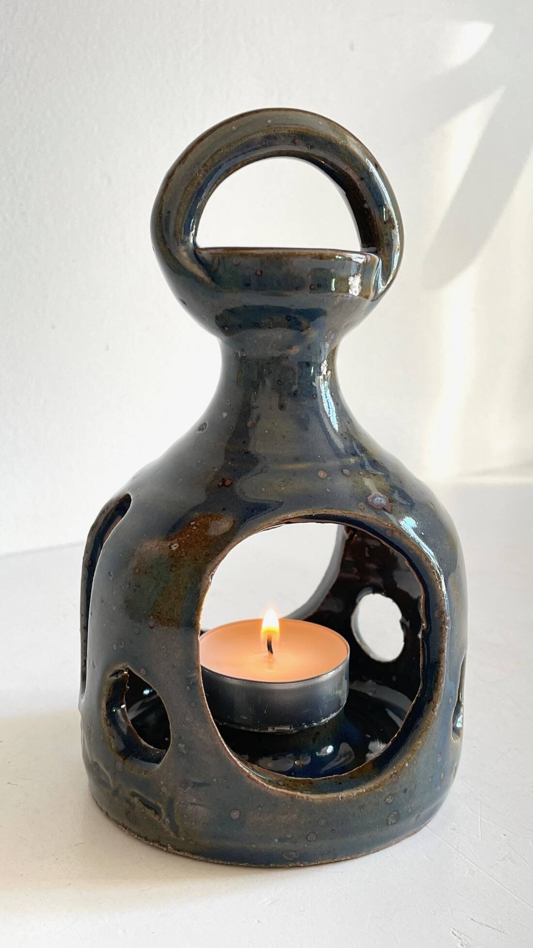 Vintage Handcrafted Stoneware Candle Holder