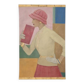 Painted canvas depicting a woman from the 1950s. Contemporary work.