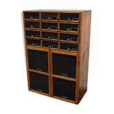 German industrial apothecary cabinet in oak and pine, mid-20th century