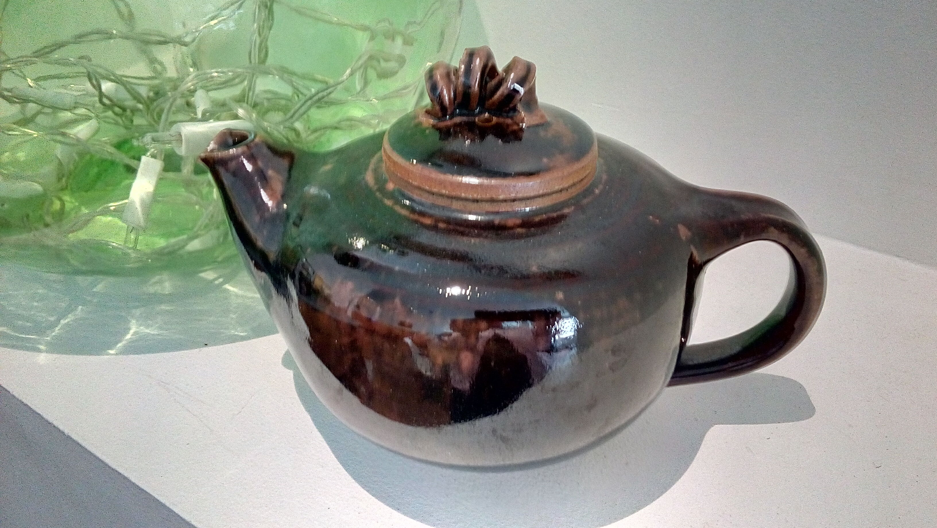 Enamelled sandstone teapot