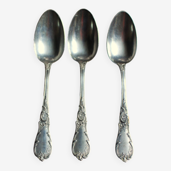 Lot 3 large silver metal spoons dessert decorations
