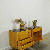 Set of vintage wooden design bedside tables