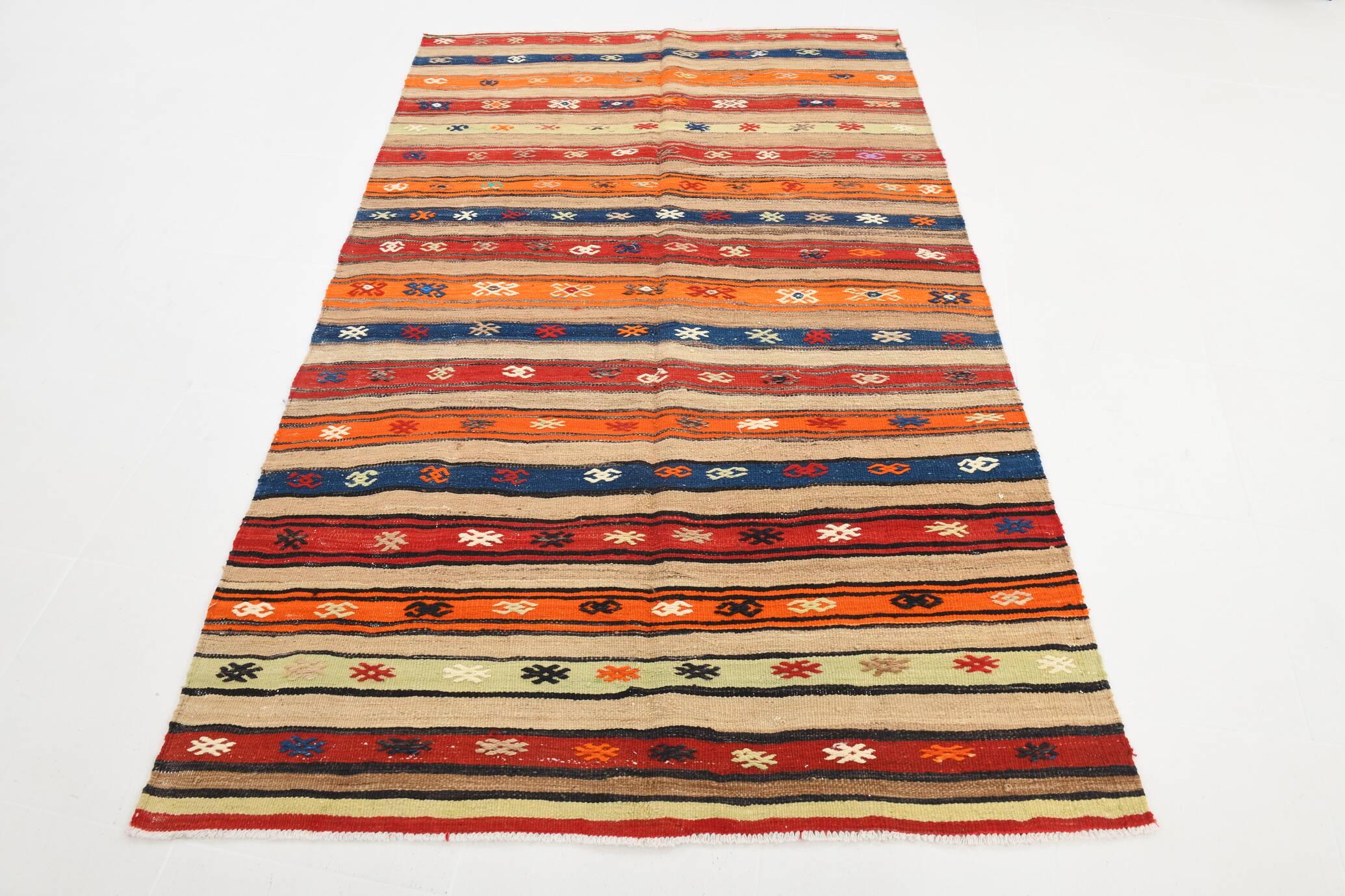 Shades Of Multicolor Turkish Kilim Rug, 142x231Cm