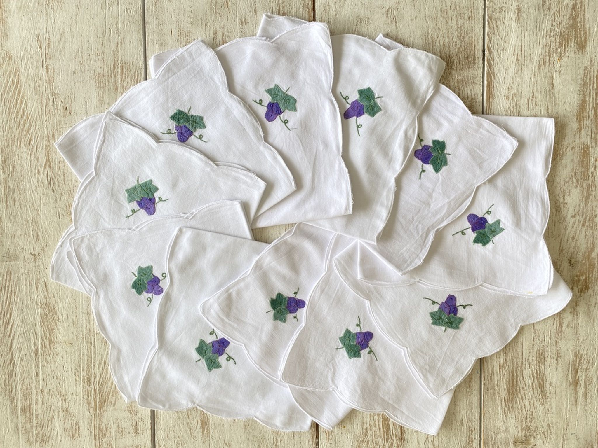 10 serviette de table 'les  vendanges"  fils de coton  - 44x42 cm