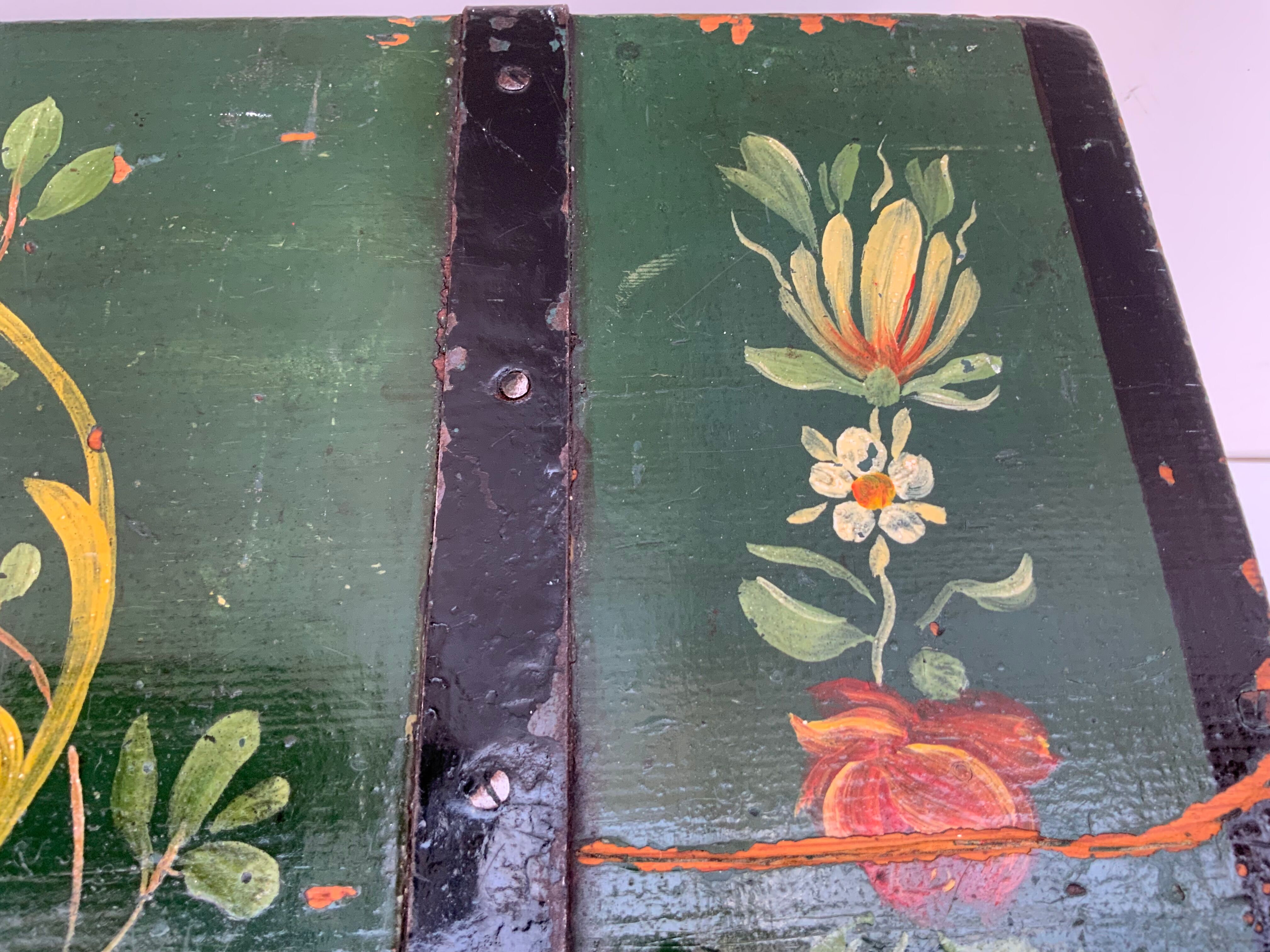 Antique hand painted swedish chest or trunk/ coffee table