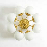 1960s Space Age brass ceiling lamp with 8 glass balls by Kaiser Leuchten