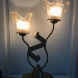 Lamp salerno 2 rods metal finish tulips in blown glass 52,5 cm