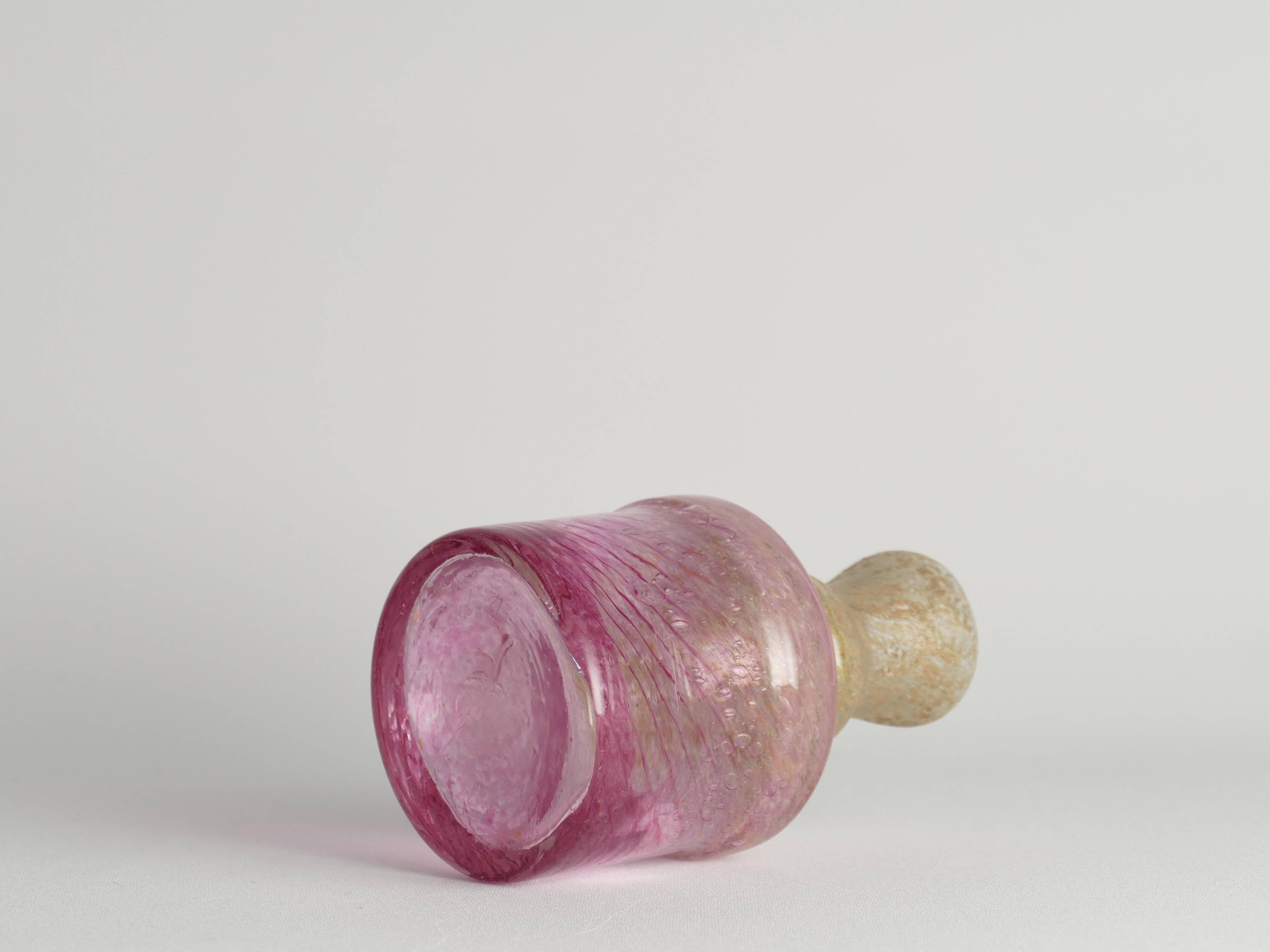 Unique Bubblegum Pink and Yellow Art Glass Vase by Milan Vobruba, Sweden 1980s