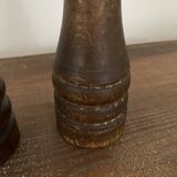Vintage turned wooden pepper and salt mill
