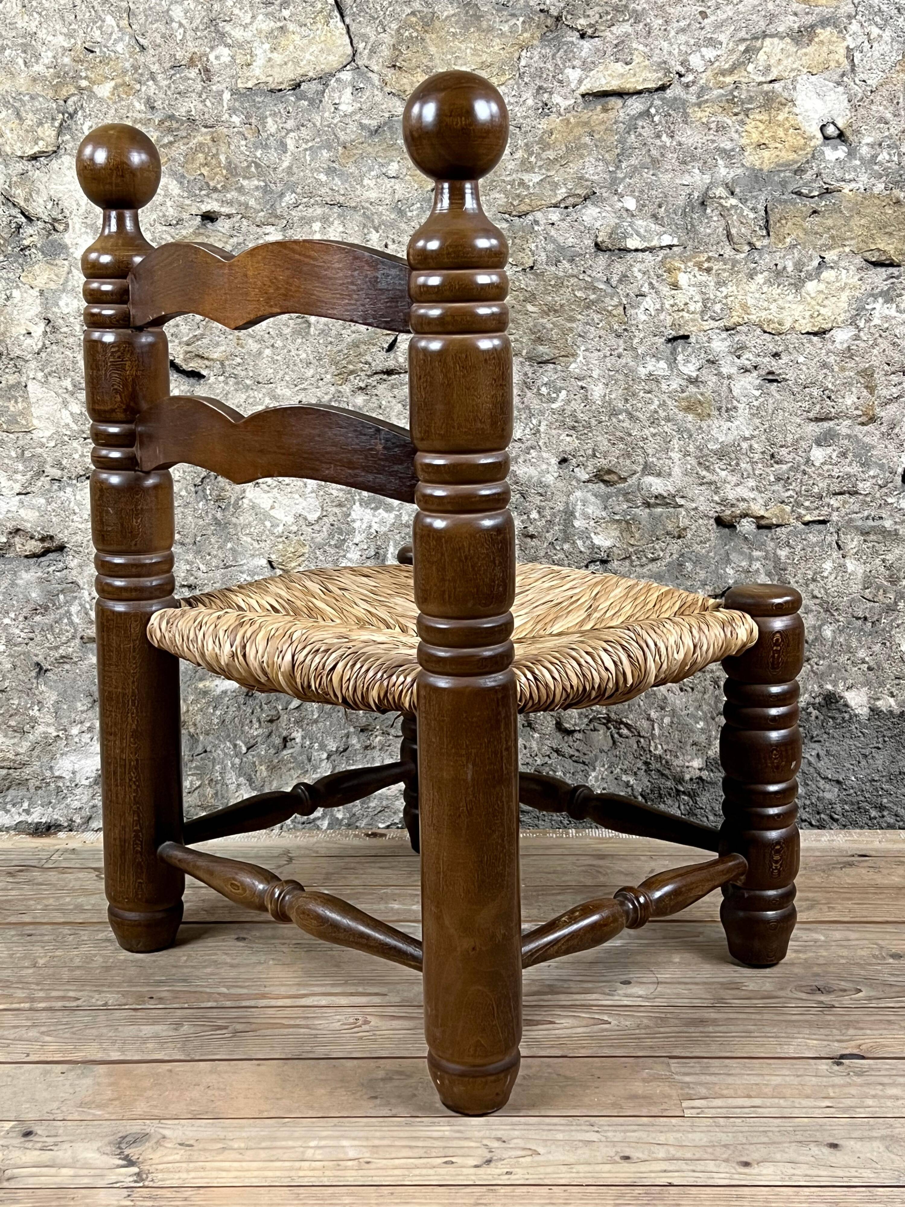 Chair Fireplace Wood & Straw Mountain Chalet Country Cottage No Dudouyt 60's