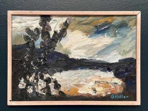 Swedish Oil on Panel “Abstract” by G. Hulten Signed Vintage & Framed 35×24cm