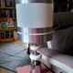Large Vintage 1970 Space Age Chrome & Wood Lamp