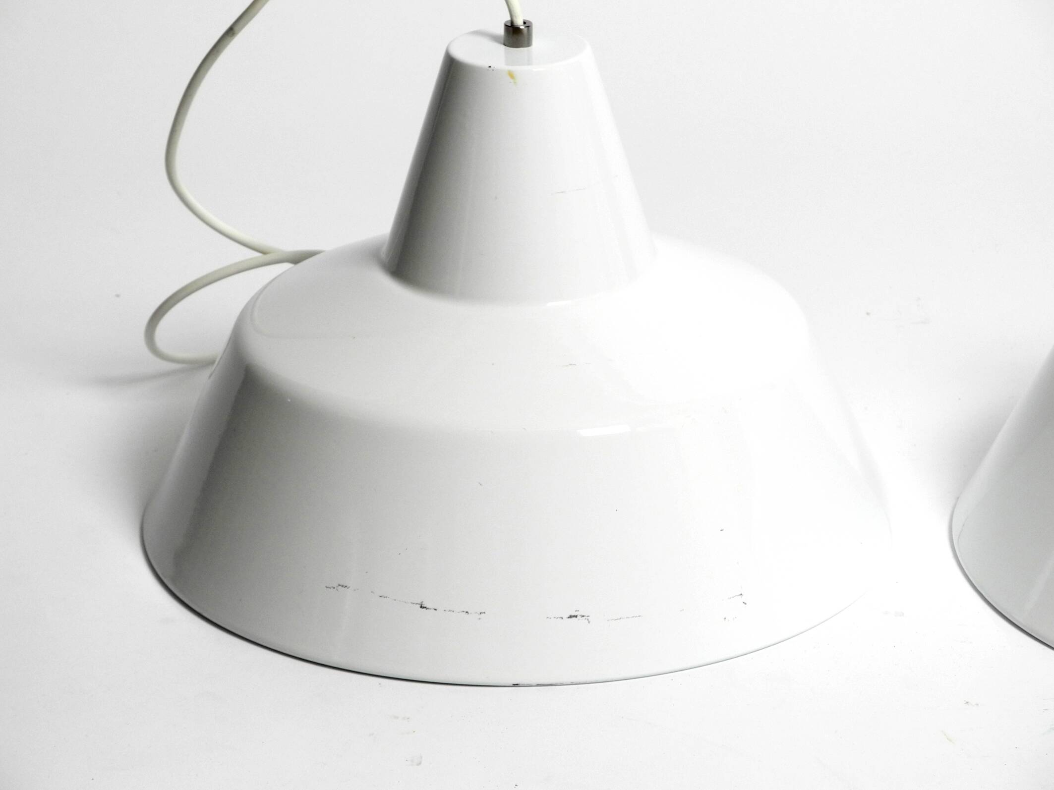Two 50s metal enamel ceiling lamps by Axel Wedel Madsen for Louis Poulsen
