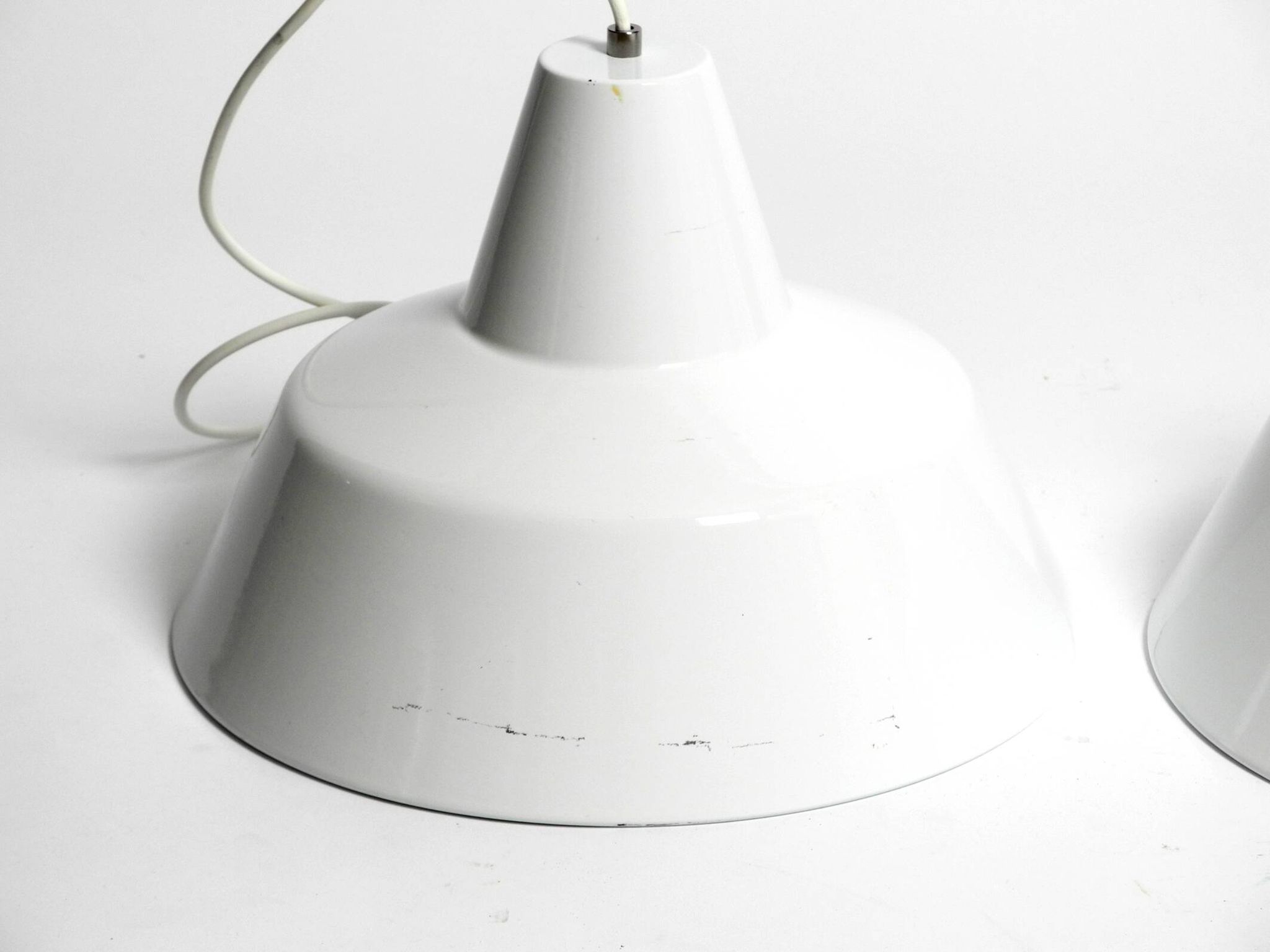 Two 50s metal enamel ceiling lamps by Axel Wedel Madsen for Louis Poulsen