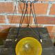 Antique Tripod Side Table Black Metal & Yellow Glass Bowl Years