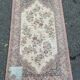 Vintage wool Persian rug with floral patterns 140x70 bedside rug.