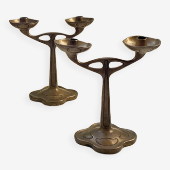 2 chandeliers vintage en bronze