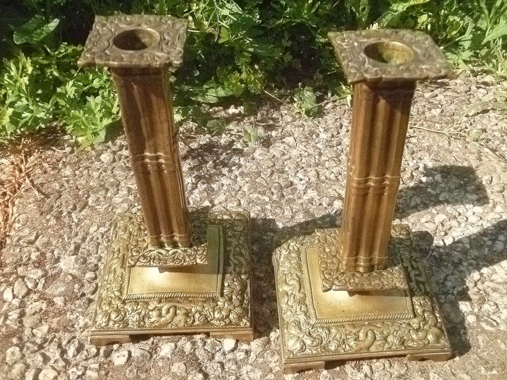 Pair of brass candlesticks, vintage