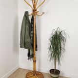 Rattan coat rack