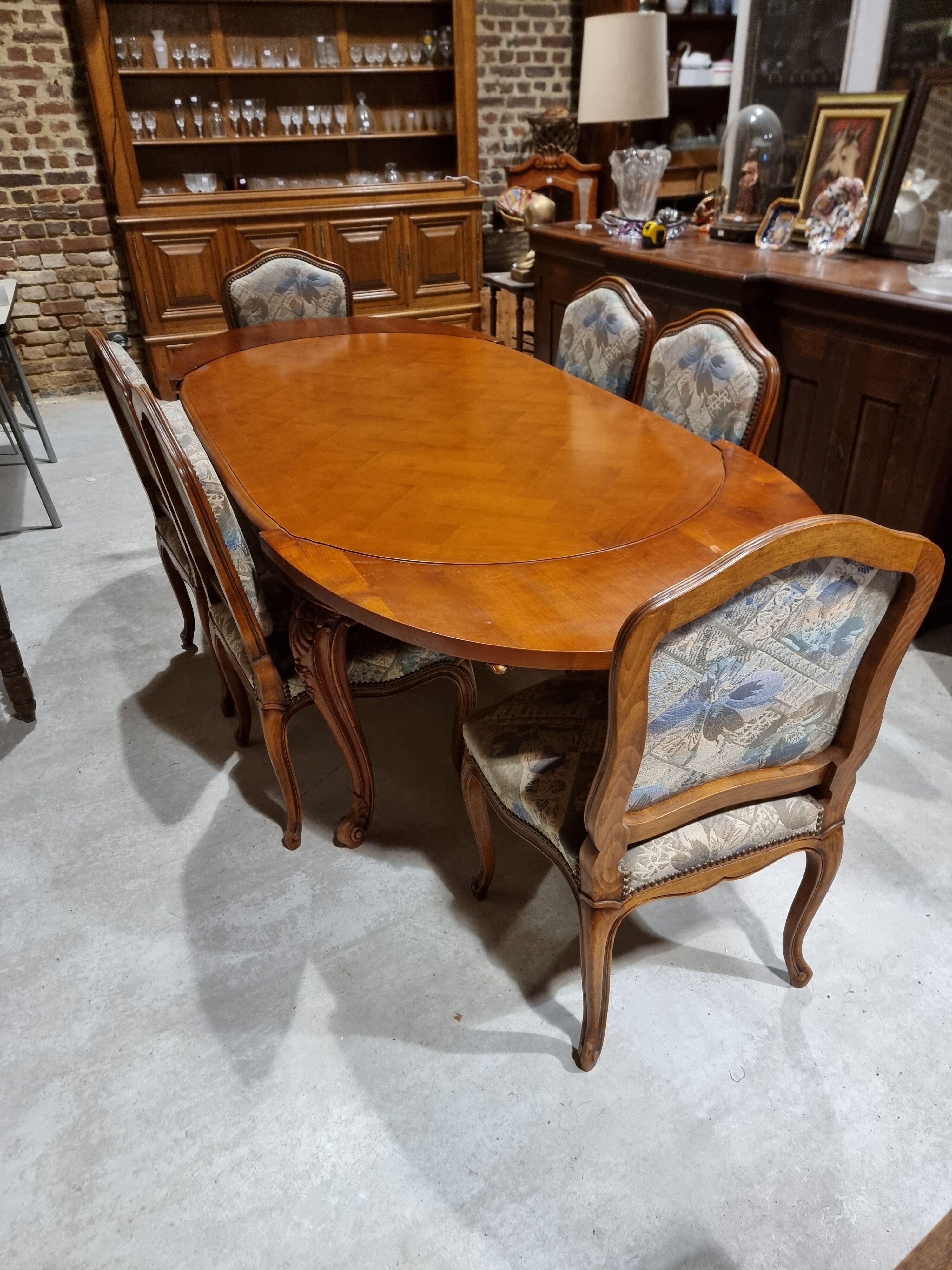 Cherry wood table and chairs set