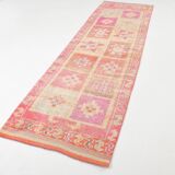 Pink & Orange Vintage Turkish Runner Rug, 103x326Cm