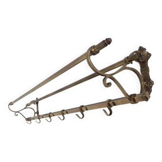 Brass Art Deco wall coat rack, 136 cm wide