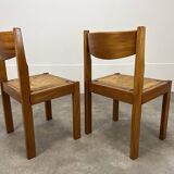 Pair of Regain house chairs in elm and straw