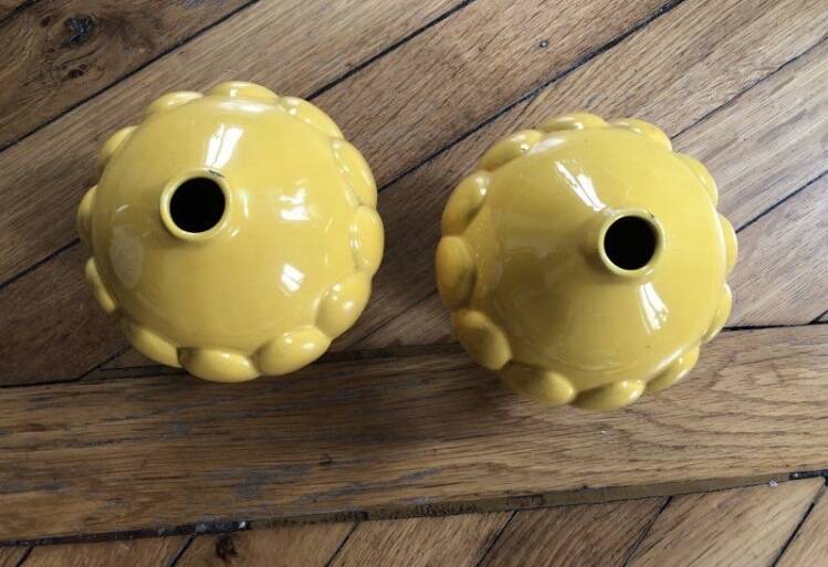 Set of 2 art deco earthenware Saint Clement vases