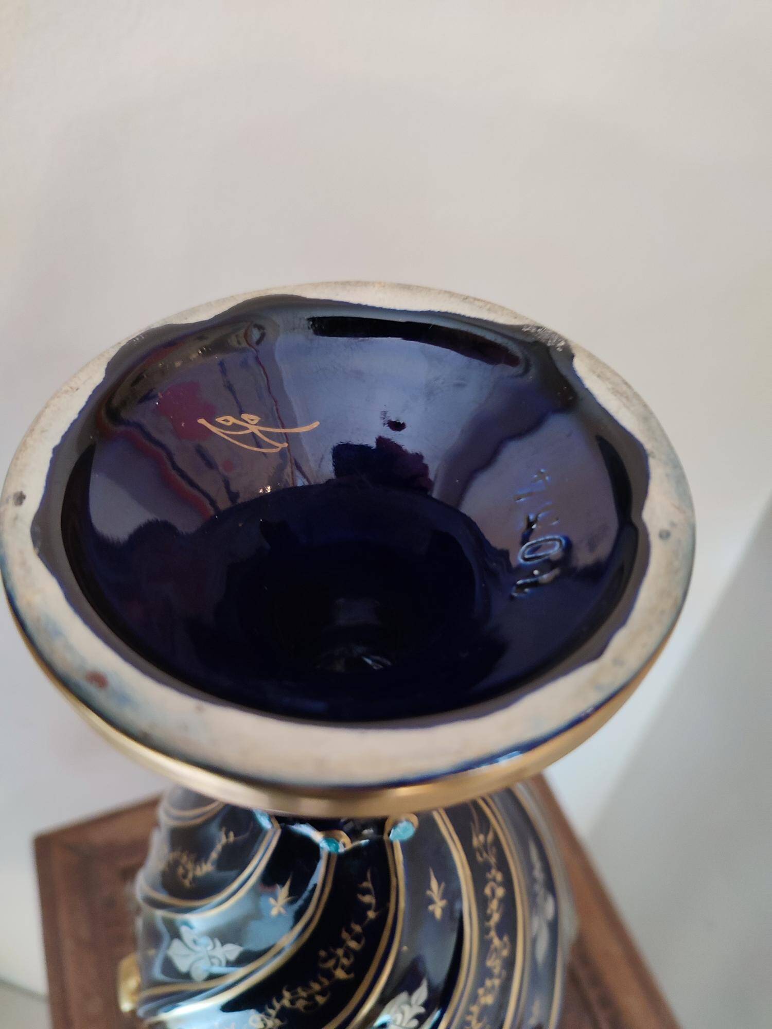 Two-handled baluster vase in late 19th century earthenware from the Gustave Asch factory (1856-1911)