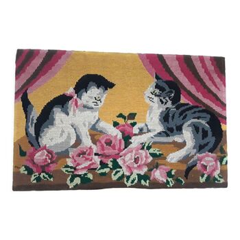 Vintage canvas cats and roses