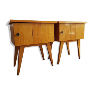 Paire de tables de chevet  pieds compas années 60