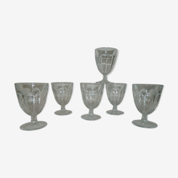 Set de 6 verres à eau ou vin pied court Arc France vintage