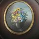 Miniature hand painted by Rolu bouquet of flowers mid 20th century wooden frame