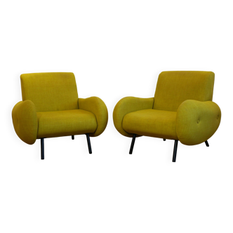 Pair of low armchairs in 60s–70s style