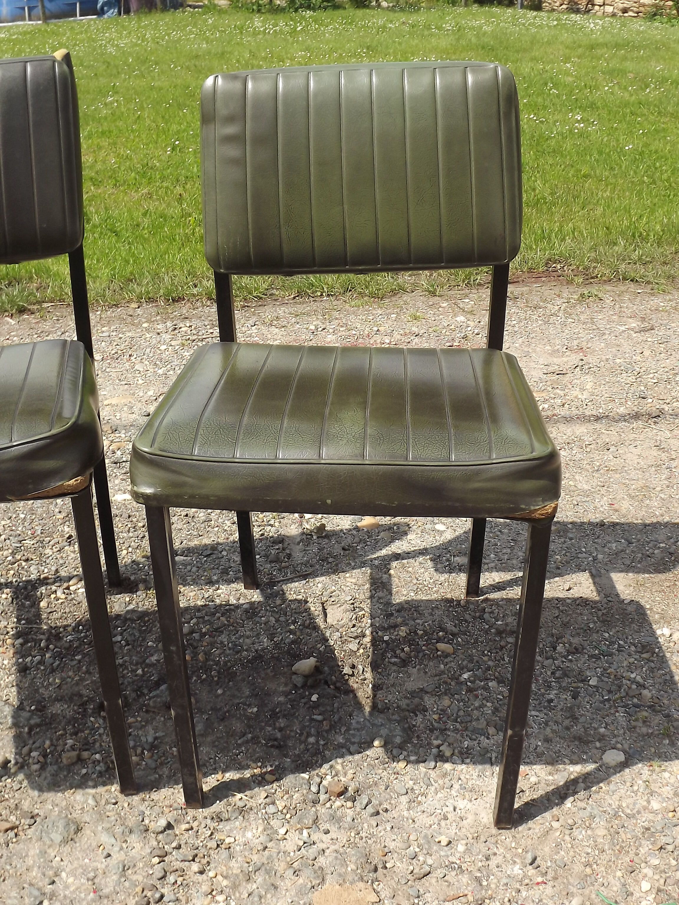 Pair of chairs 60s iron and skai