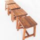 Set of 4 vintage pine stools. France, 1980s