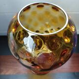 Vase calice en verre ambrée années 50/60
