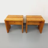 Pair of vintage Charlotte Perriand Les Arcs stools in pine from the 60s 70s