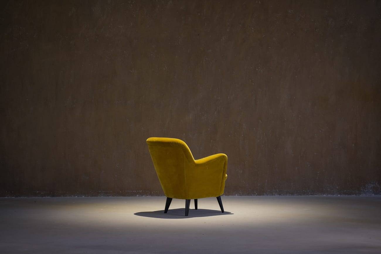 Vintage yellow velvet armchair, France 1960s