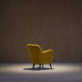 Vintage yellow velvet armchair, France 1960s