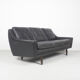 3 seater sofa in black leather, 1960