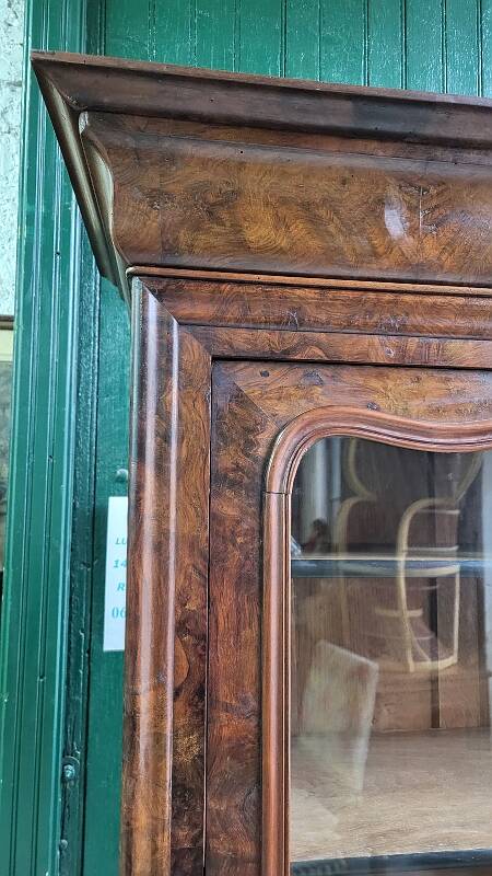 19th Century Walnut Library Display Cabinet with 1 Door