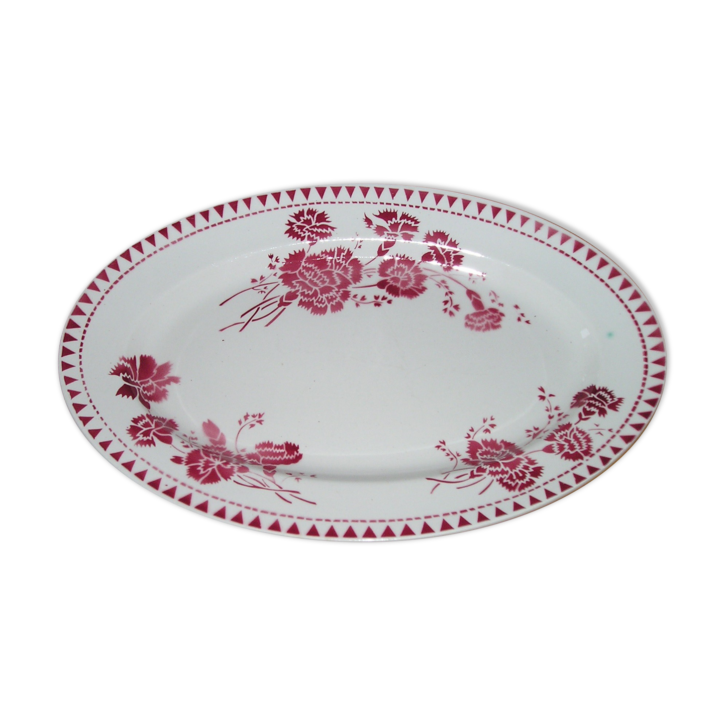 Oval dish in Sarreguemines earthenware, Elise model (36.5 x 24.2 cm)