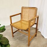 Vintage Wooden Cane Armchair by Branko Ursic: Mid-Century Lounge Chair