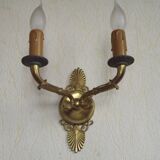 French Antique Bronze Empire Double Wall Sconce with Fan & Swan Detail 5239