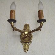 French Antique Bronze Empire Double Wall Sconce with Fan & Swan Detail 5239