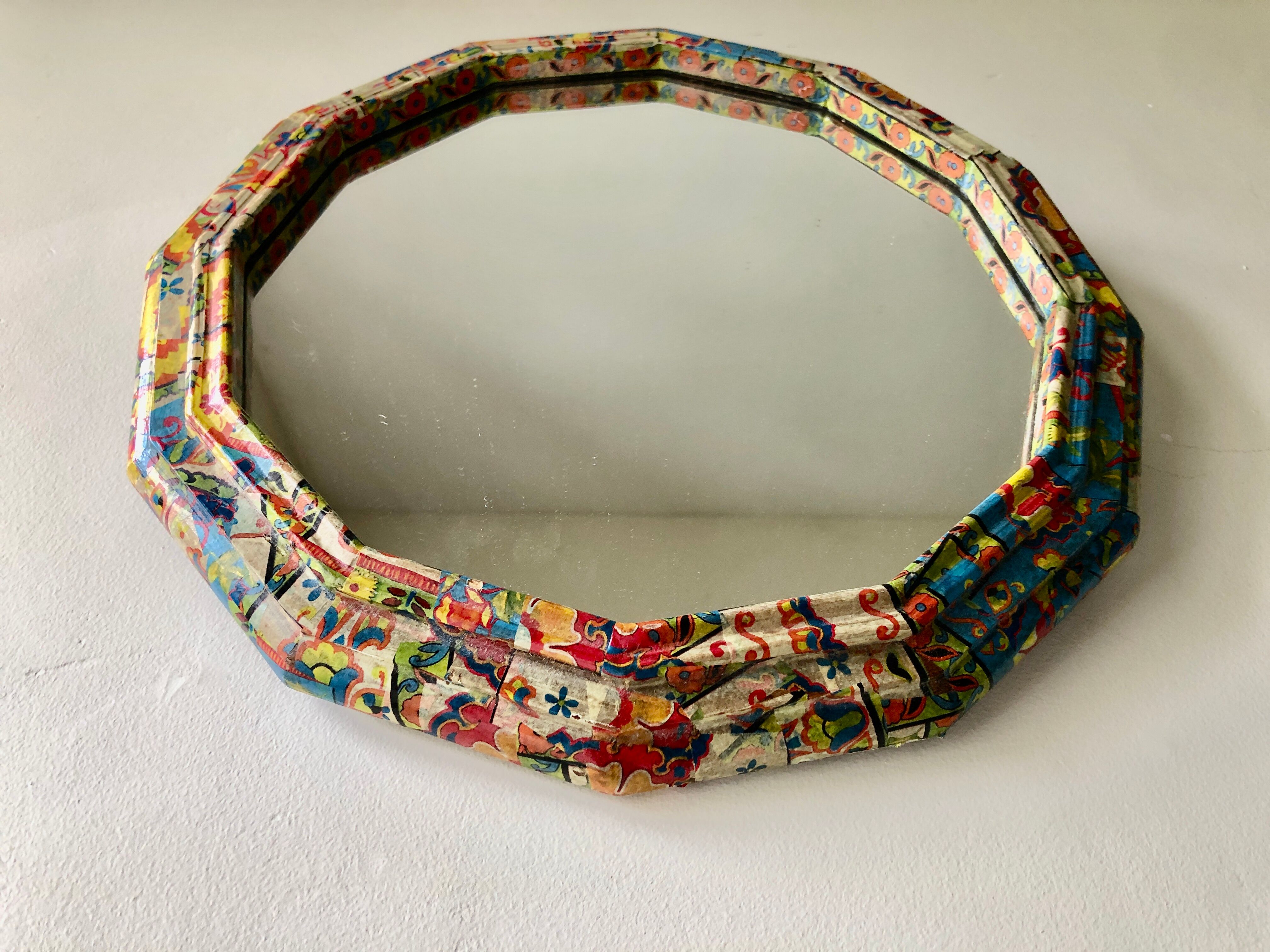 Vintage floral paper mirror